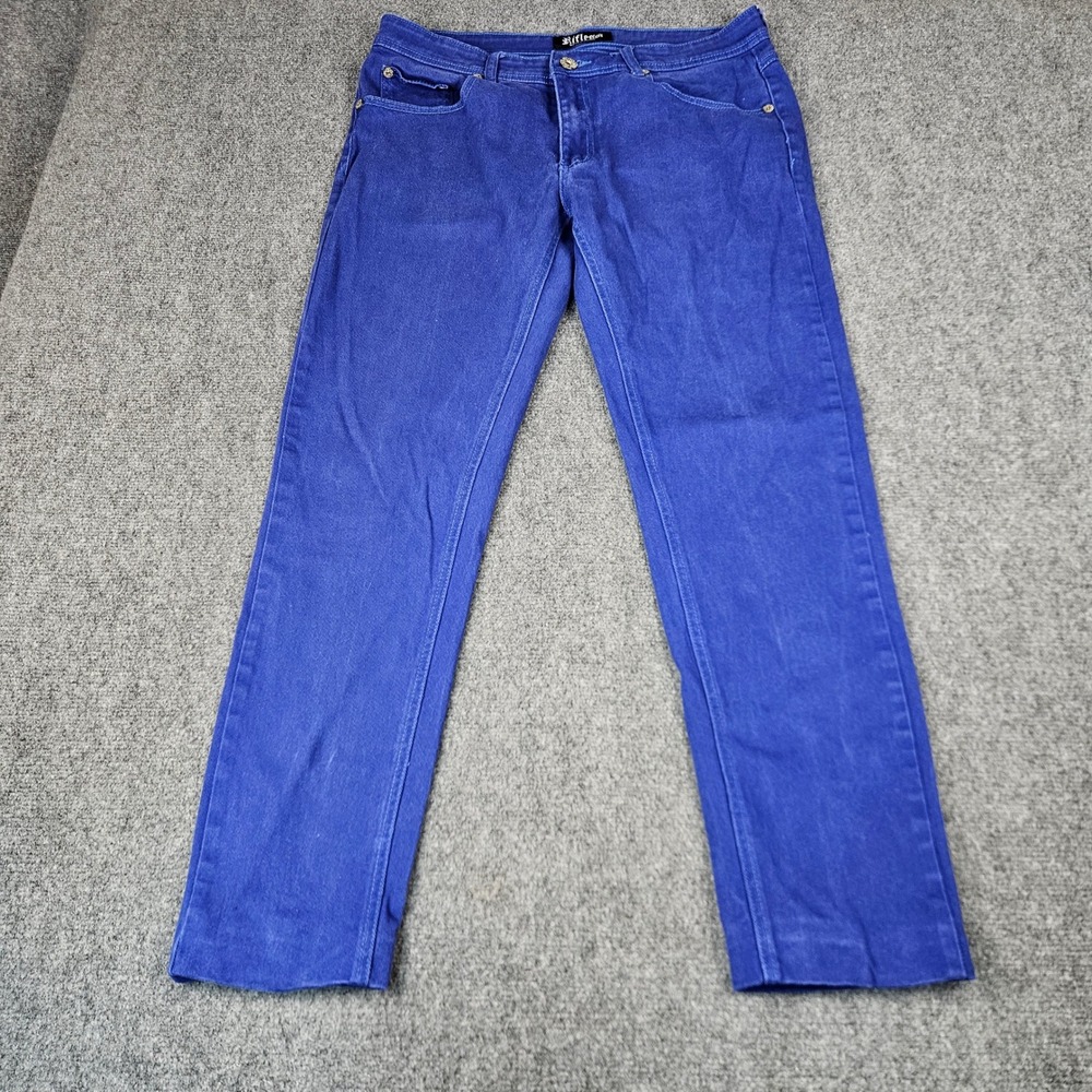 Riflessi Mens Cobalt Blue Straight Leg Stretch Pants W34 L32 Cotton Blend